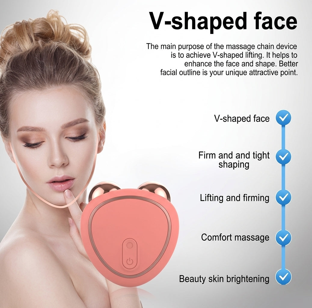 Portable Facial Micro-current Beauty Instrument For Lifting Thinning And Reducing Edema With Double Roller Massager