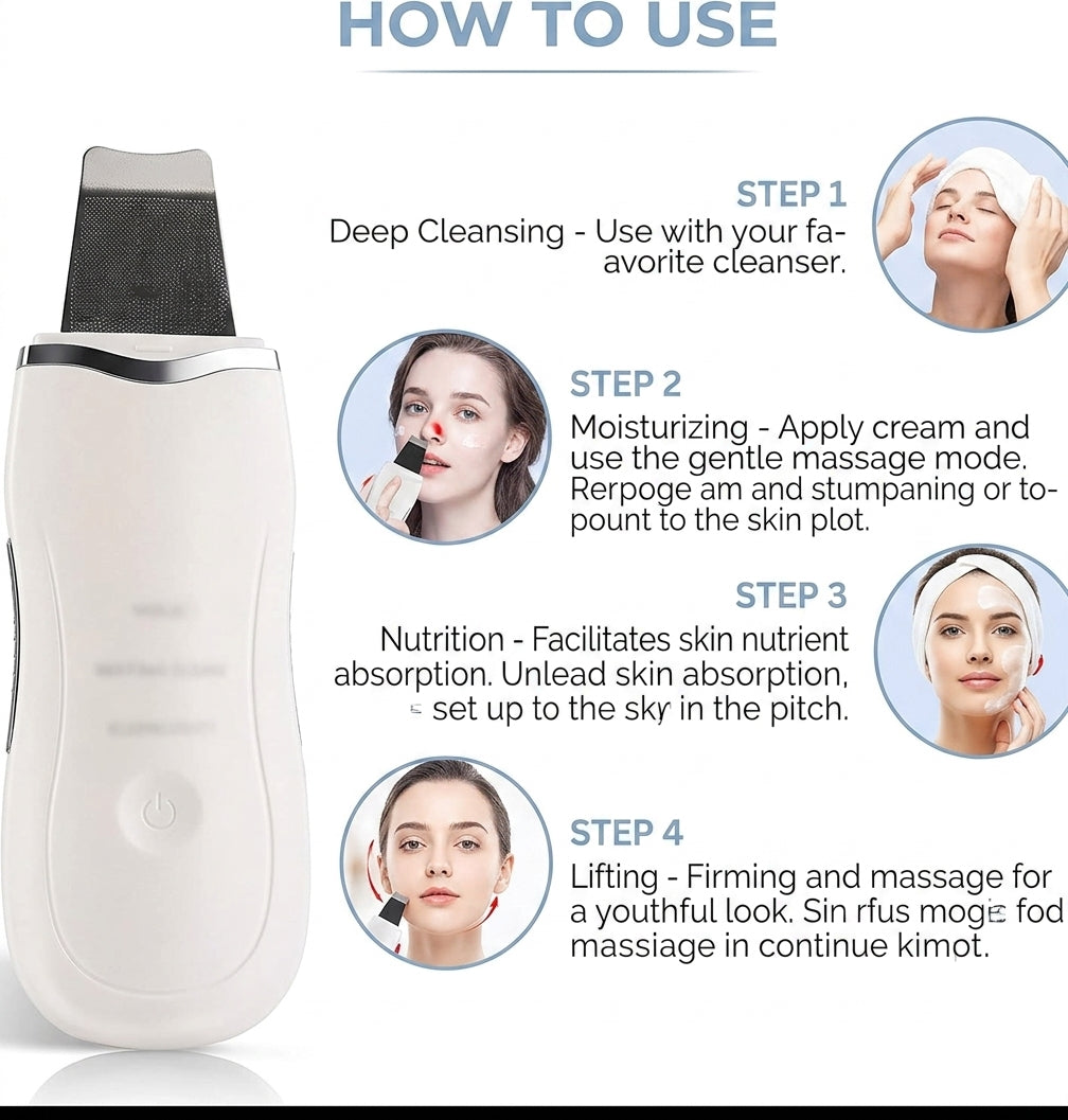 3-in-1 Ultrasonic Facial Skin Scrubber
